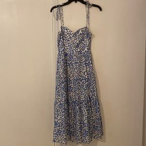 Amanda Uprichard Midi Dress. XS. Blue and white.